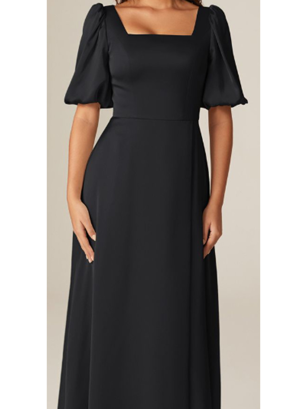 AW BRIDAL SZ 8 M black satin Etta bridesmaid formal prom maxi dress NEW 0B10